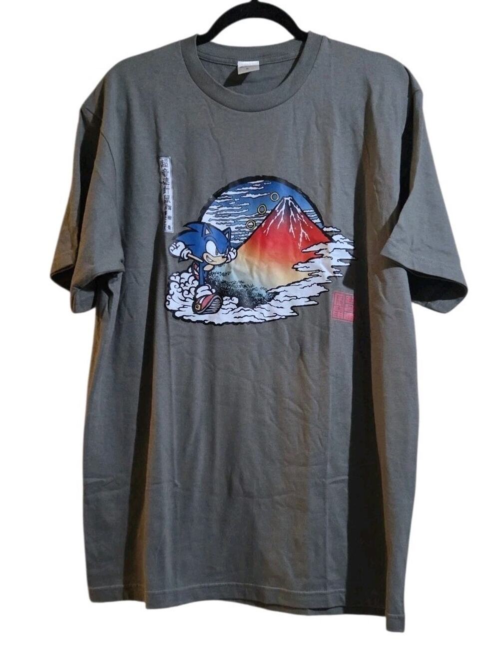 Sonic the Hedgehog T-shirt Wa Sonic Katsushika Red Fuji Art Sakura Japan XL New